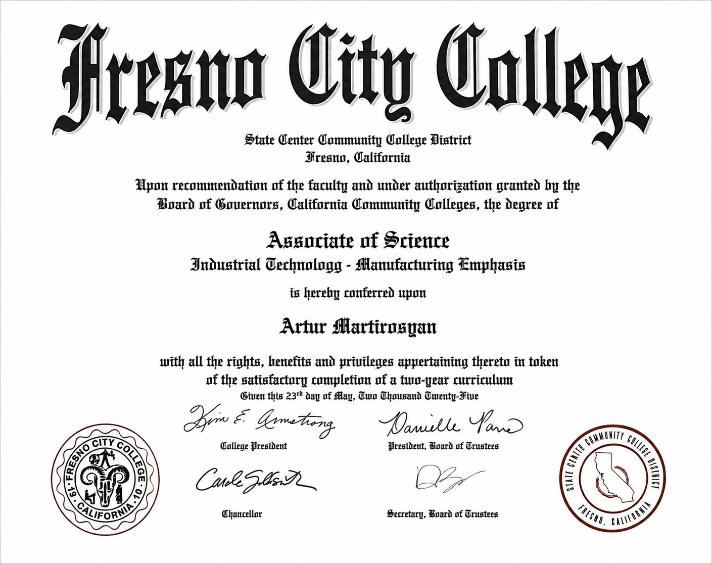 Fresno City College Diploma