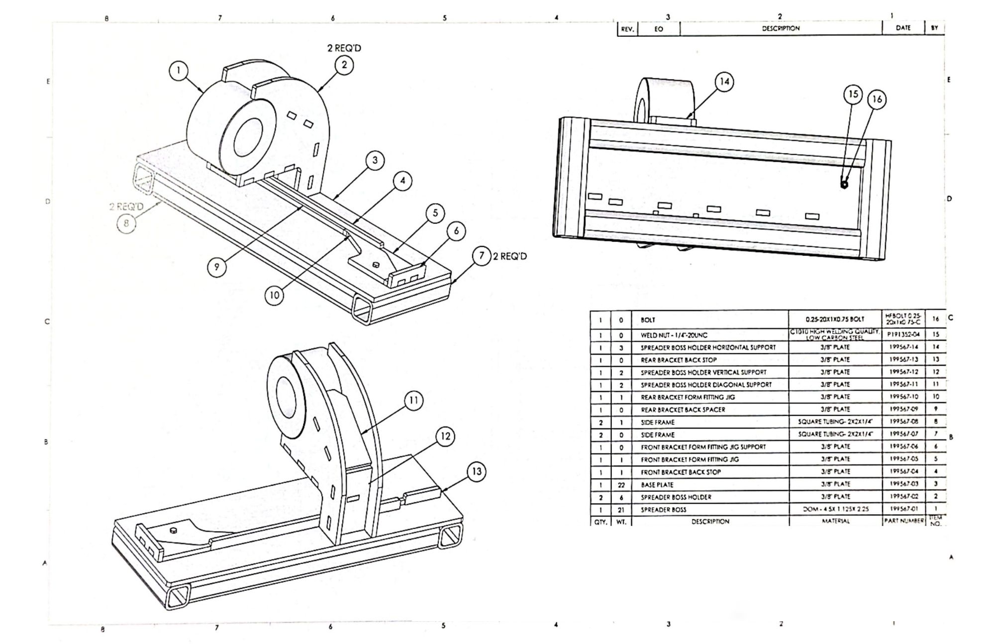 First manufacturing drawing for the welding fixture