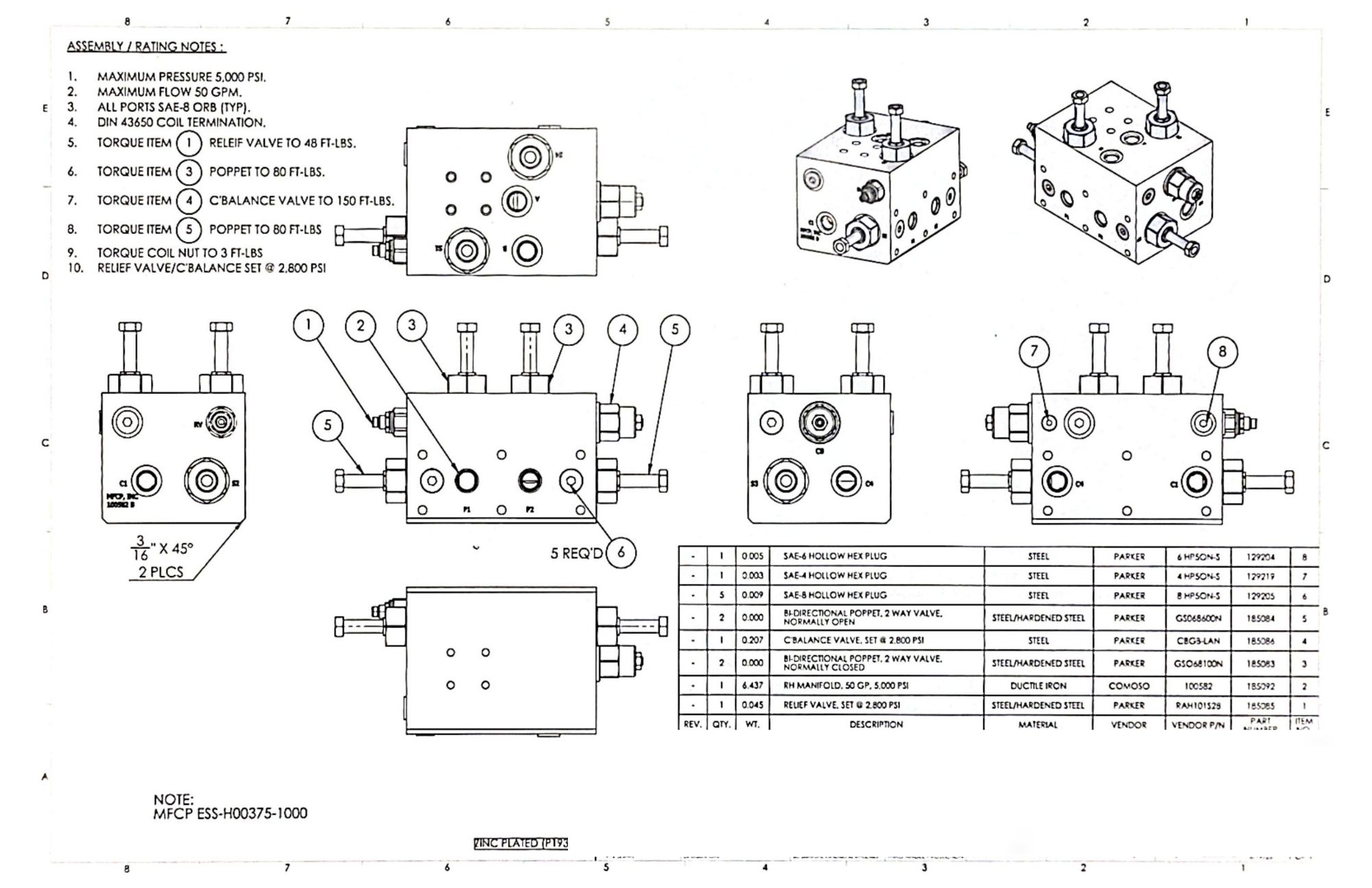 Valve assembly drawing