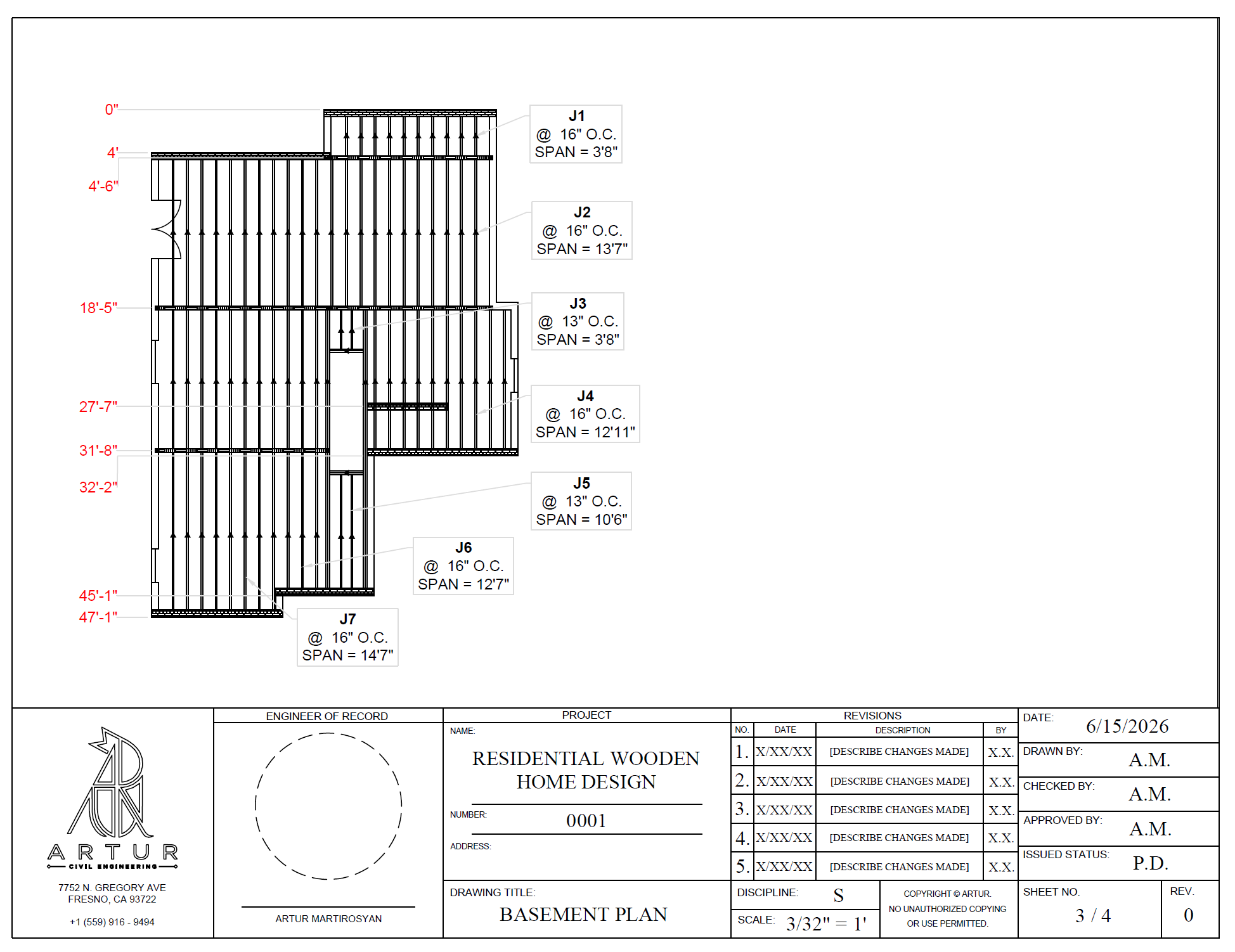 Preliminary residential joist framing plan