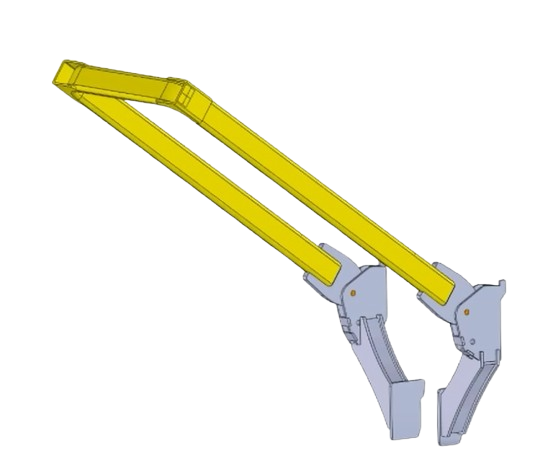 ROPS frame shown in a bent or folded position